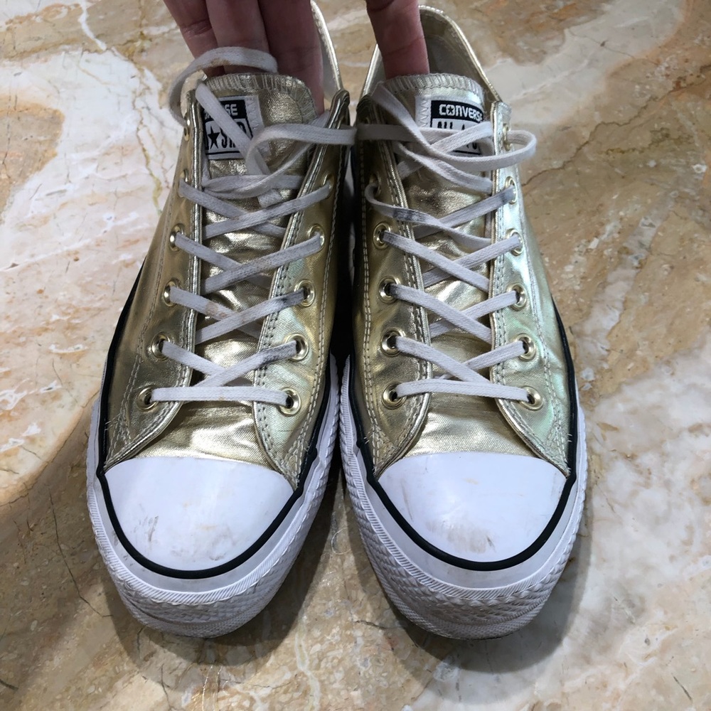 Converse Chuck Taylor All Stars Lift Platform Pale Gold Sneakers Size 10 1/2 - Picture 5 of 7